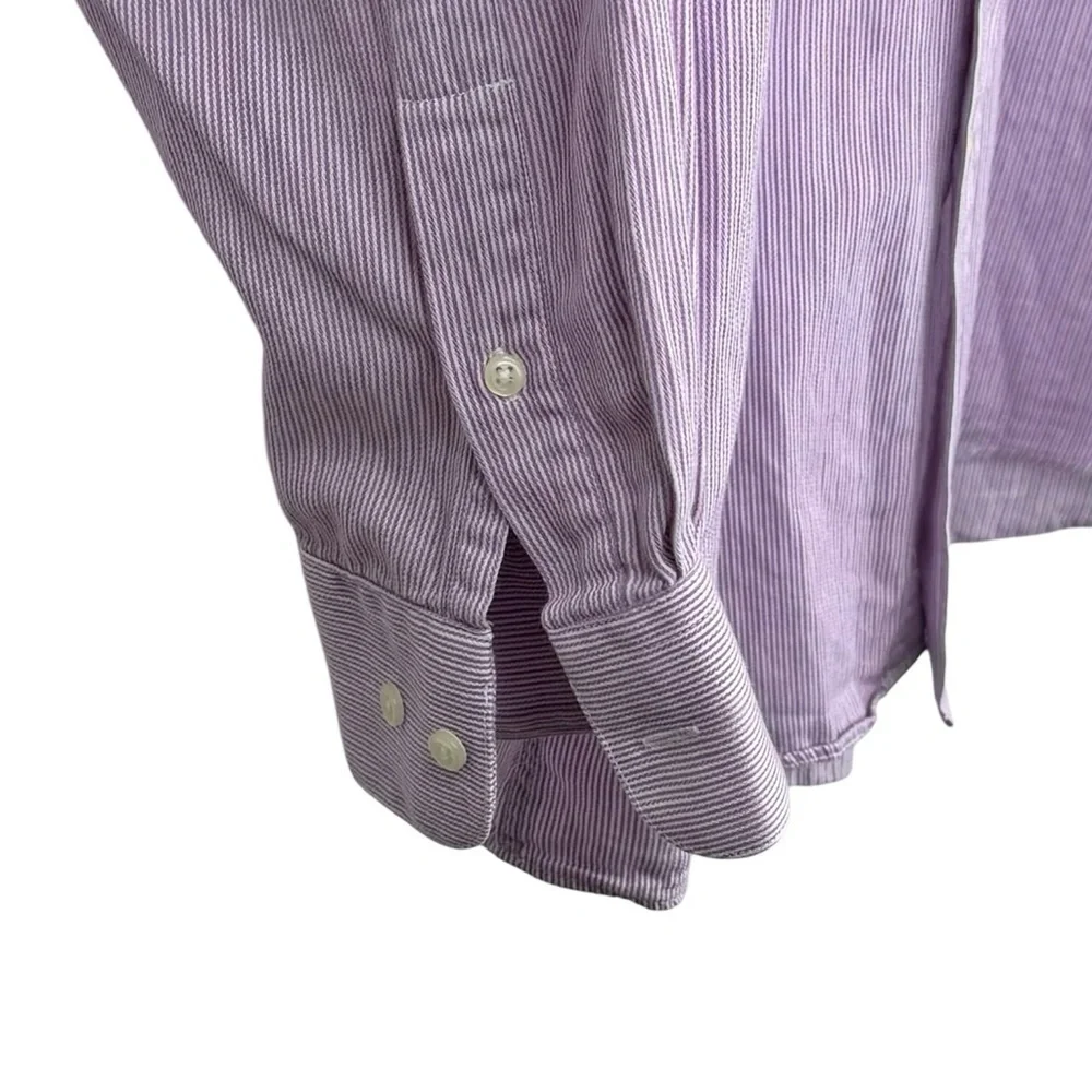 NICOLE MILLER NEW YORK Men's Designer Pink Striped Casual Button Down Size L
